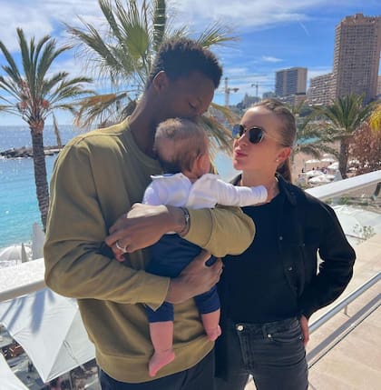 Svitolina junto con su esposa, Gael Monfils, y su hija Skai, nacida en octubre pasado