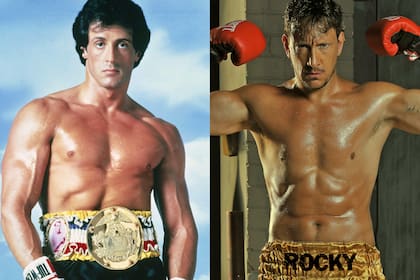 Sylvester Stallone en Rocky III y Nico Vázquez como Rocky en la calle Corrientes