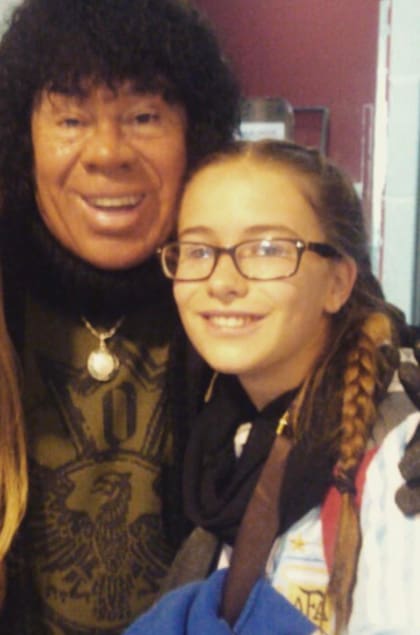 Sylvia recuerda con cariño su foto con el ídolo cordobés (Foto: Gentileza Sylvia-Antonia Heiss)