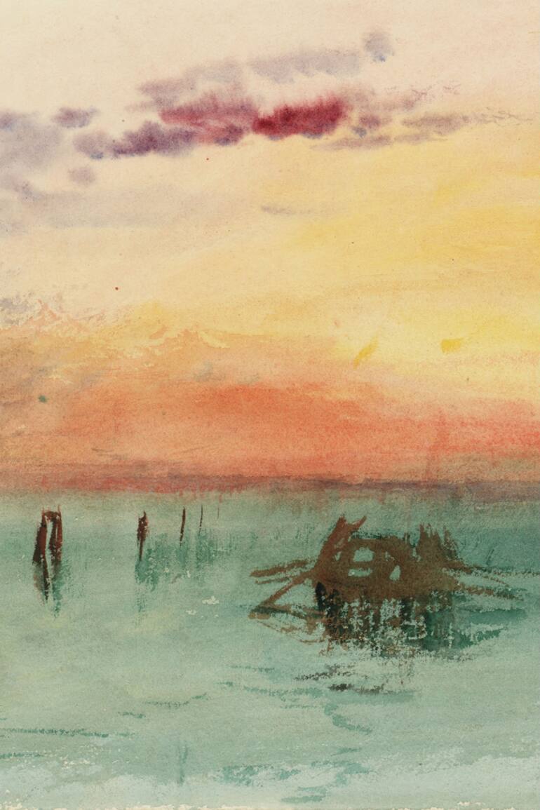 Venecia vista a través de la laguna en el crepúsculo, 1840 (detalle)
