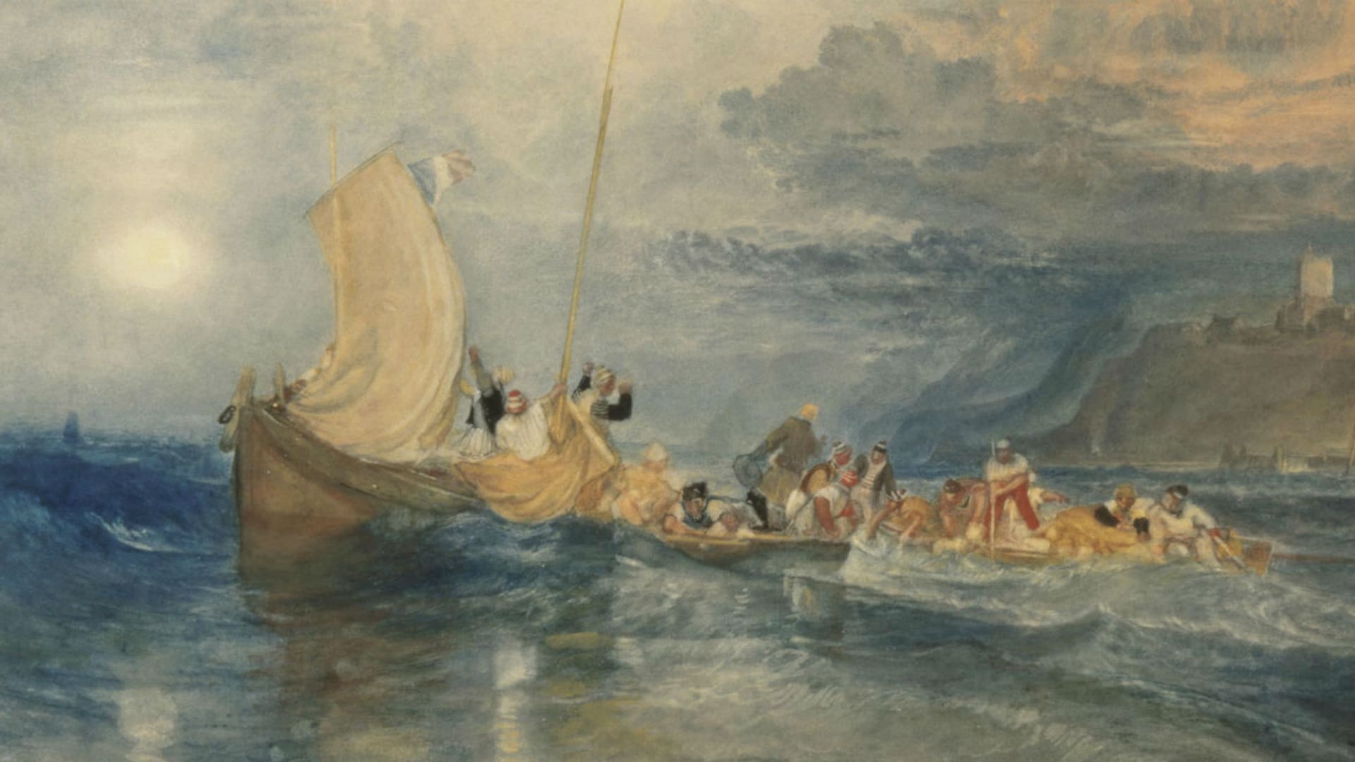 Venecia vista a través de la laguna en el crepúsculo, 1840 (detalle)