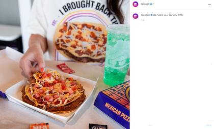 Taco Bell anunció el regreso de la pizza Mexicana a través de sus redes sociales (Crédito: Instagram/@tacobell)