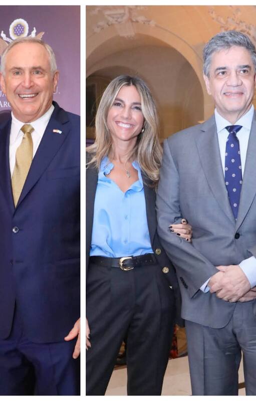 Taina Laurino y Georgie Neuss; el embajador Marc Stanley, su esposa Wendy Stanley; María Belén Ludueña y Jorge Macri