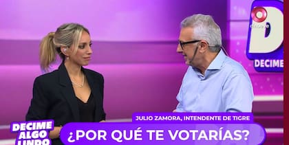 Tamara Pettinato con Julio Zamora en Decime algo lindo. La propuesta del programa busca mostrar a los políticos desde una perspectiva diferente, sin ahondar en preguntas polémicas