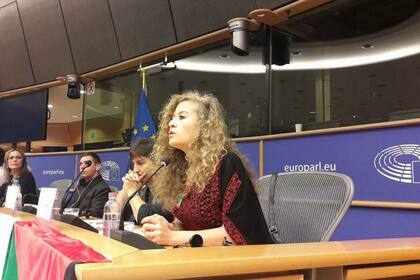 Tamimi frente al Parlamento Europeo