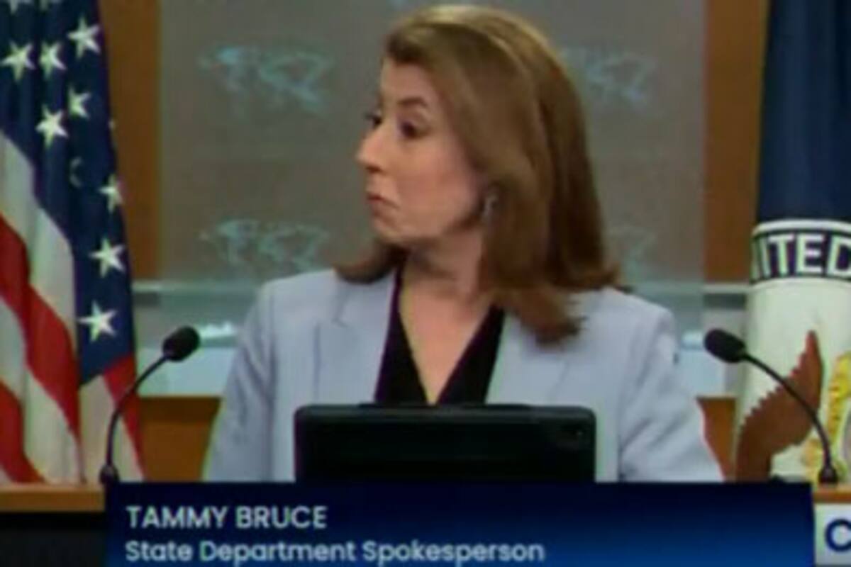 Tammy Bruce, en la conferencia de prensa tras el anuncio de Trump