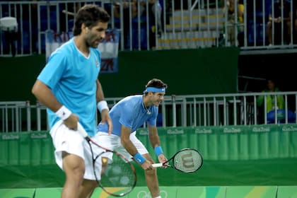 Tandilenses: Machi González y Juan Martín del Potro, jugando dobles juntos, en los Juegos Olímpicos de Río 2016.