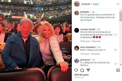 Tanto Ana Rosenfeld como Juan Alberto Mateyko compartieron en sus redes sociales su fotografía en la previa del recital de Luis Miguel