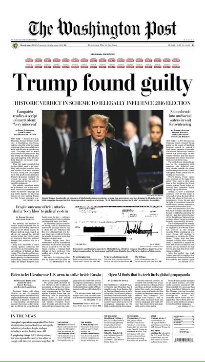 Tapa de la revista The Washington Post del día de hoy, viernes 31 de mayo