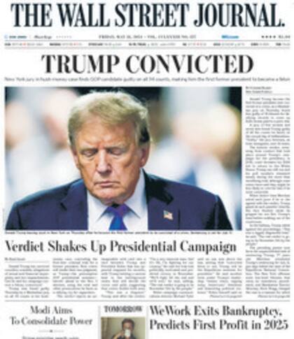 Tapa de la revista Wall Street Journal del día de hoy, viernes 31 de mayo