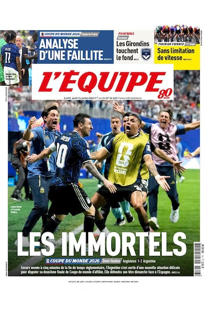 Tapa de l'equipe post derrota de Inglaterra contra Argentina - Mundial 2026