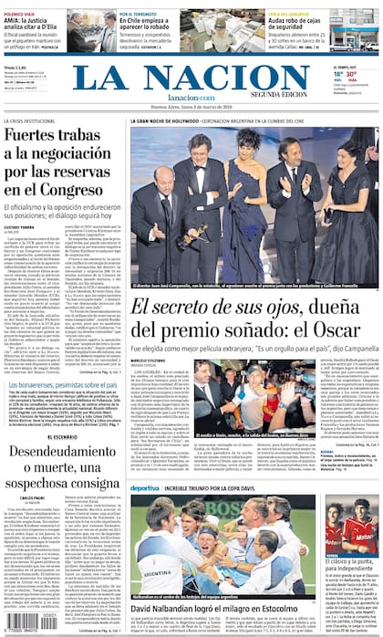 La portada de LA NACION consignaba la hazaña del film