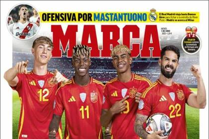Tapa del diario Marca con la noticia de la probable llegada de Mastantuono a Real Madrid