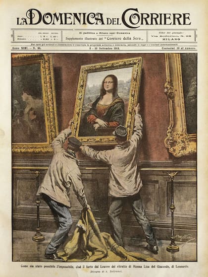 Tapa del suplemento dominical del Corriere della Sera dedicada al robo de la Gioconda, en 1911