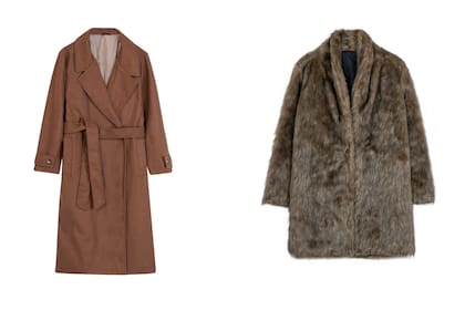 Tapado de paño con lazo color caramelo, Boston ($20.990, Trendy Ideas). Tapado simil piel chocolate, Brighton ($19.990, Trendy Ideas). Aclaración: los precios están en promoción con un 20 por ciento de descuento sobre sus precios de lista, hasta el 20 de mayo inclusive.