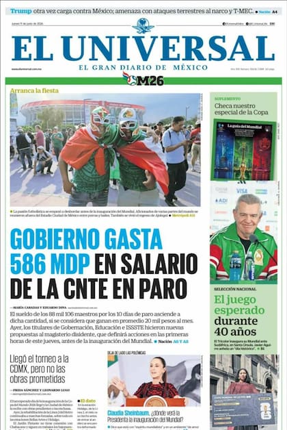 Tapas de diarios el día de la inauguración del Mundial 2026