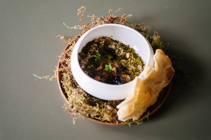 Tar tar de lomo con enoki y gamadari