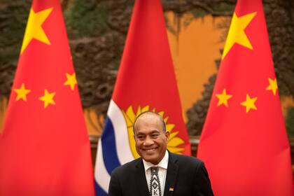 El presidente de Kiribati, Taneti Maamau, en China