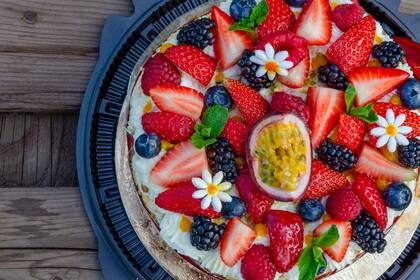 Tarta de frutas de estación.