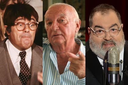 Tato Bores, Bernardo Neustadt, Jorge Lanata, tres figuras que marcaron el análisis político en la pantalla en distintas décadas de la TV argentina, que cumple 70 años el domingo 17