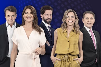 Tato Young, Eleonora Cole, Juan Manuel Varela; Florencia Donovan y Fernando Carnota, el equipo de las nuevas mañanas de LN+
