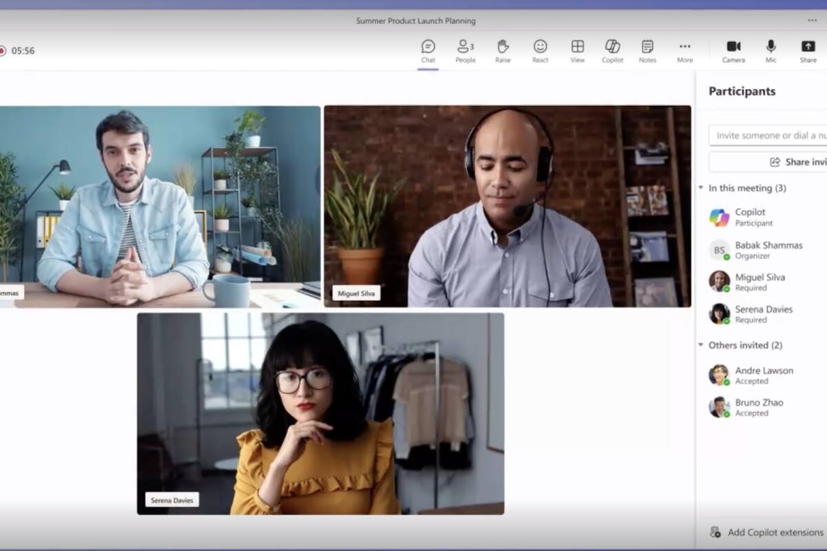 Team Copilot puede participar en una reunión virtual o presencial para tomar notas, marcar la agenda de temas o asignar tareas