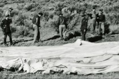 Tela del globo aerostático desplegada en algún lugar del estado de Utah, en los Estados Unidos