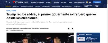 Telemundo Nueva York sobre el encuentro entre Trump y Milei.