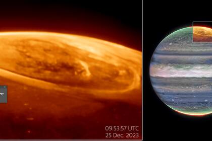 Telescopio Webb capta las brillantes auroras de Júpiter