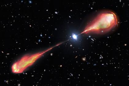 Telescopios captan enorme chorro de radio de un brillante objeto del universo