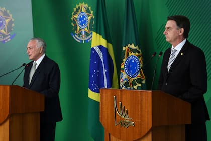 Temer y Bolsonaro, en la conferencia de prensa de esta tarde en Brasilia