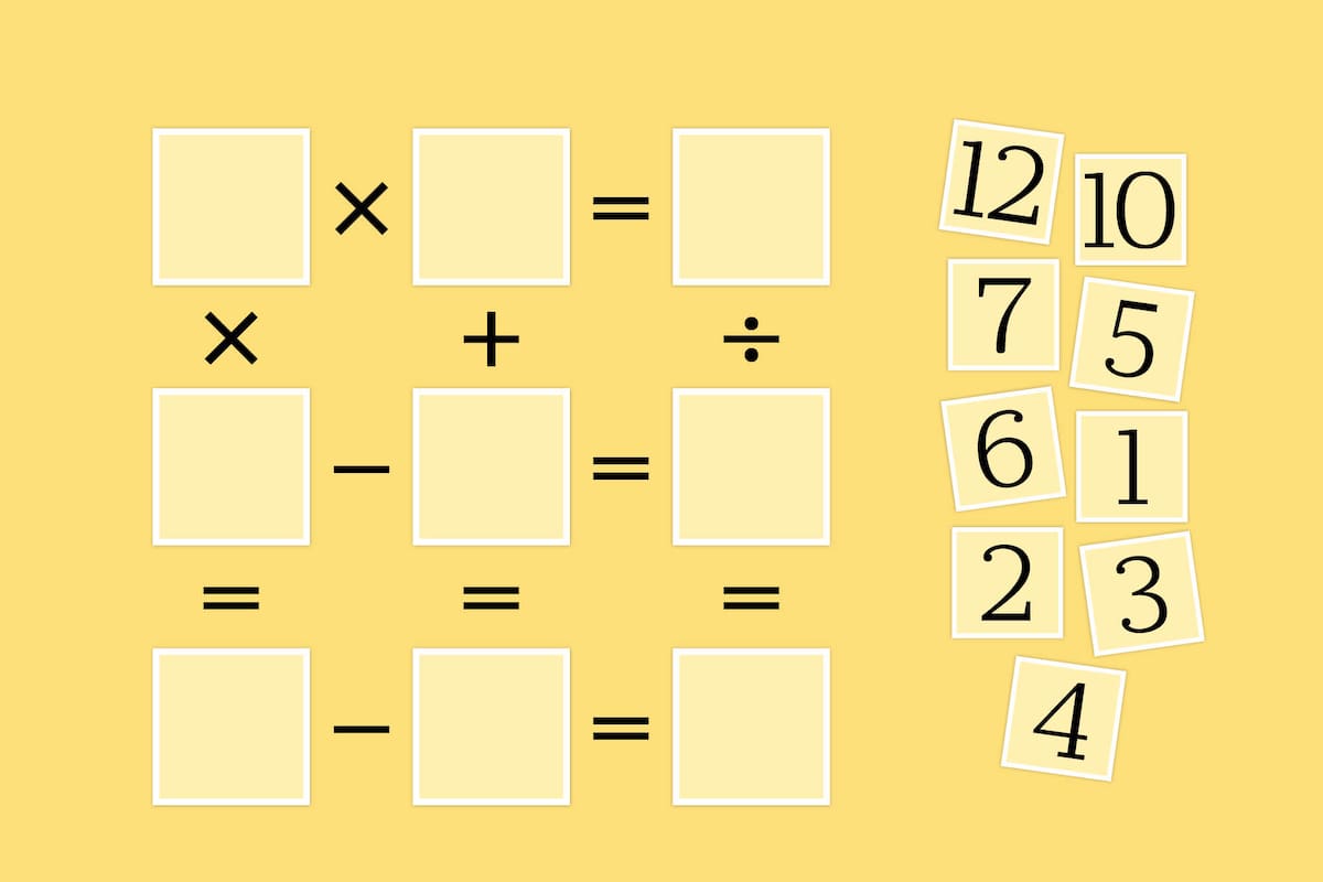 Tenés que ubicar los números de la derecha de manera que las operaciones matemáticas sean las corectas