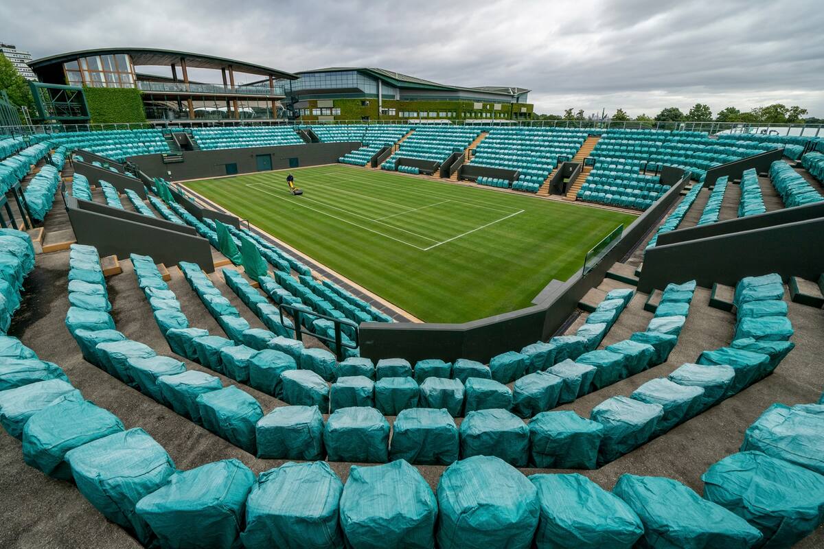 Tenis - Vistas generales de Wimbledon - Wimbledon, Londres, Gran Bretaña - 29 de junio de 2020 Vista general de la cancha 3 en el All England Lawn Tennis Club