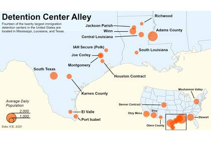 Texas y Mississippi concentran la mayor cantidad de migrantes arrestados en centros de detención