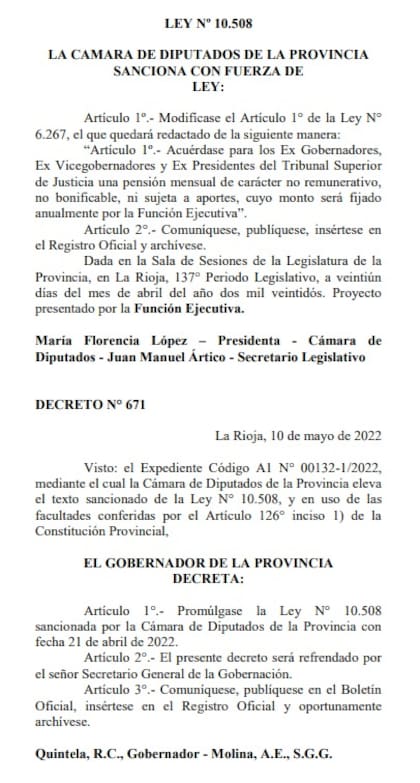 Texto aprobado por la legislatura riojana.