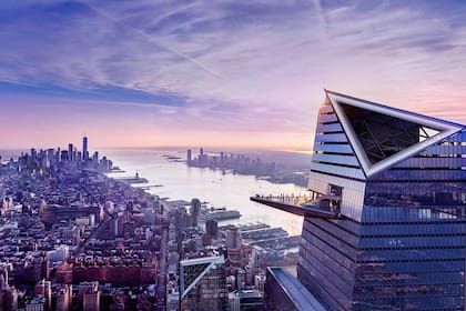 La impresionante vista desde el piso 100, sobre el río Hudson.