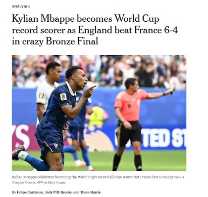The Athletic, con elogios a Mbappé