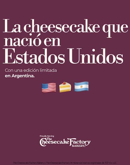 The Cheesecake Factory inagurará su primer stand en Argentina (Fuente: Instagram @cheesecake.arg)