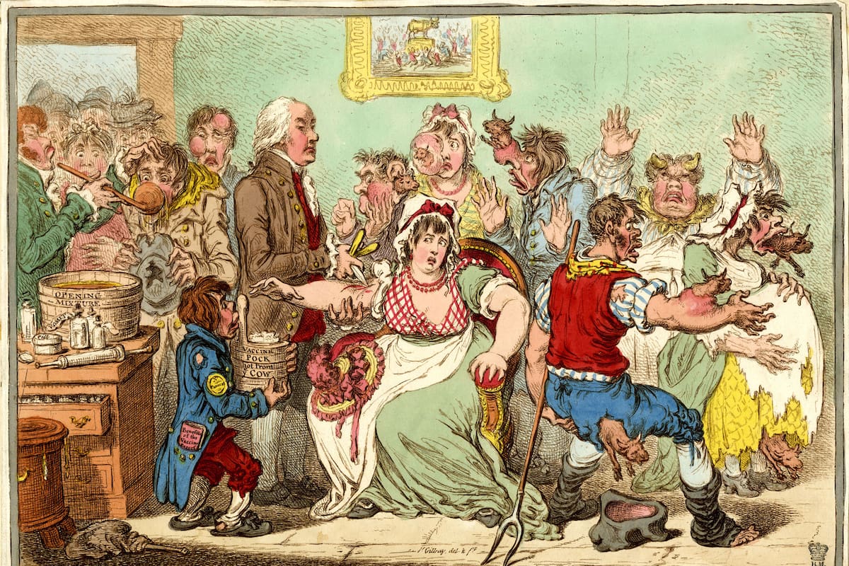 "The Cow-Pock-or-the Wonderful Effects of the New Inoculation!", una sátira antivacunas de la colección del Museo Británico