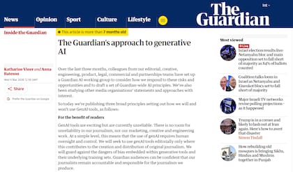 The Guardian tiene publicados sus principios de uso de IA en la labor periodística