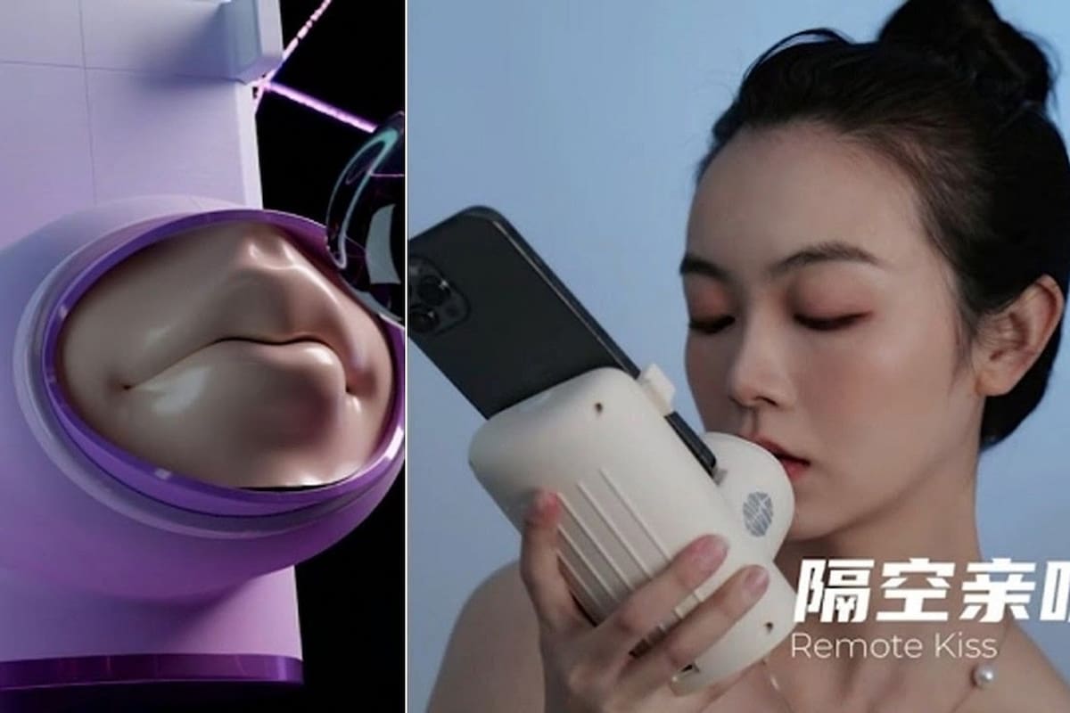 The Kissing Machine es un accesorio para el celular que permite enviar y recibir besos boca a boca