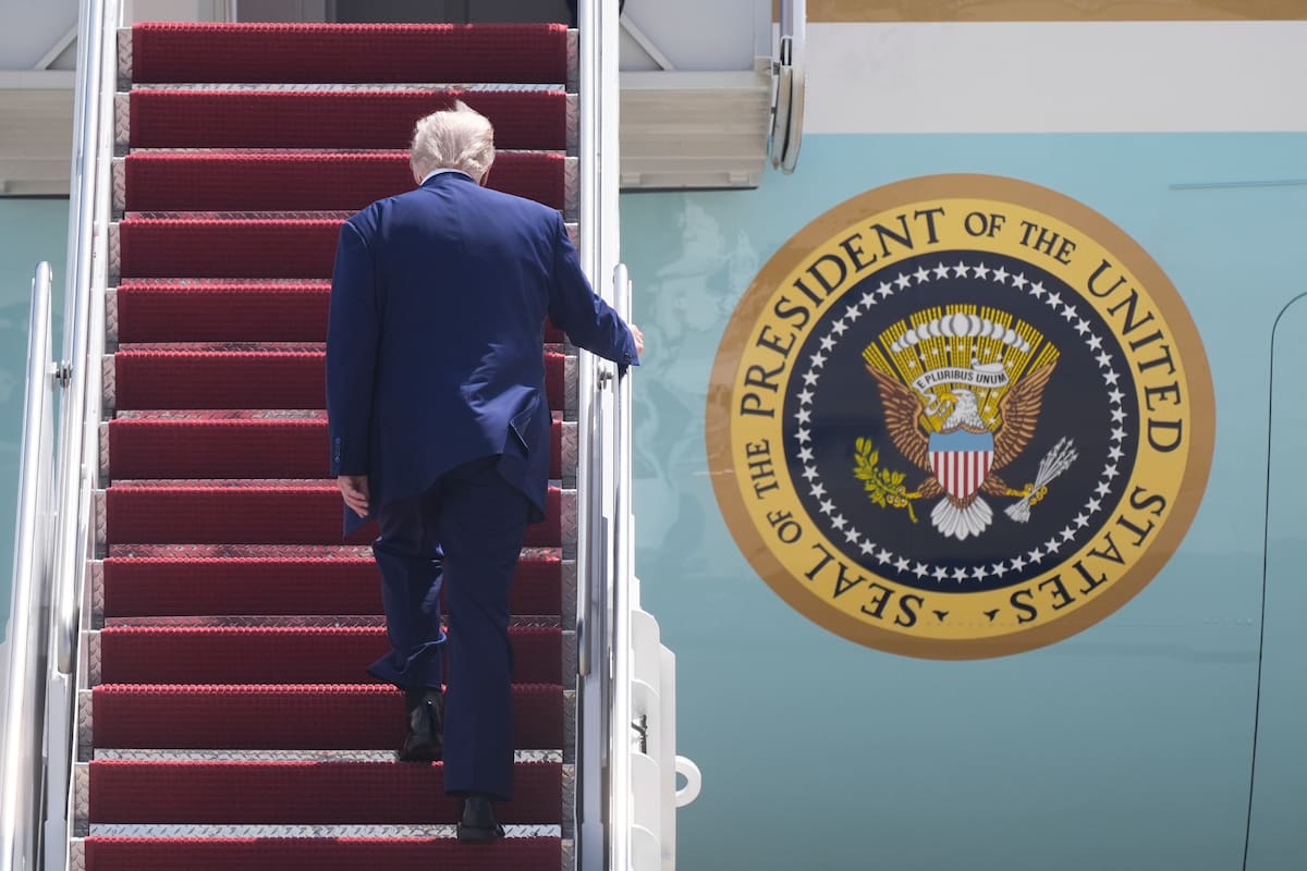 The Latest: Trump says he was taken off Air Force One last month due to threat