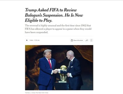 The New York Times también reveló una llamada entre Trump e Infantino