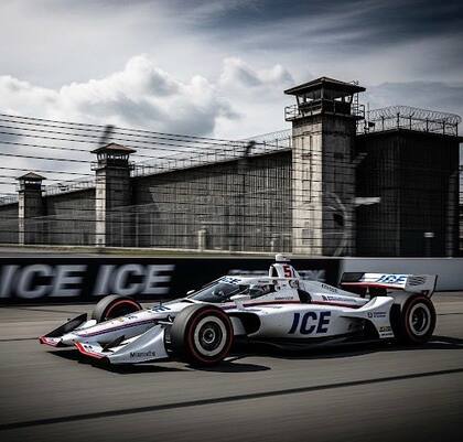 "The Speedway Slammer", publicidad de ICE que hace referencia al único piloto mexicano del IndyCar (X/@DHSgov)