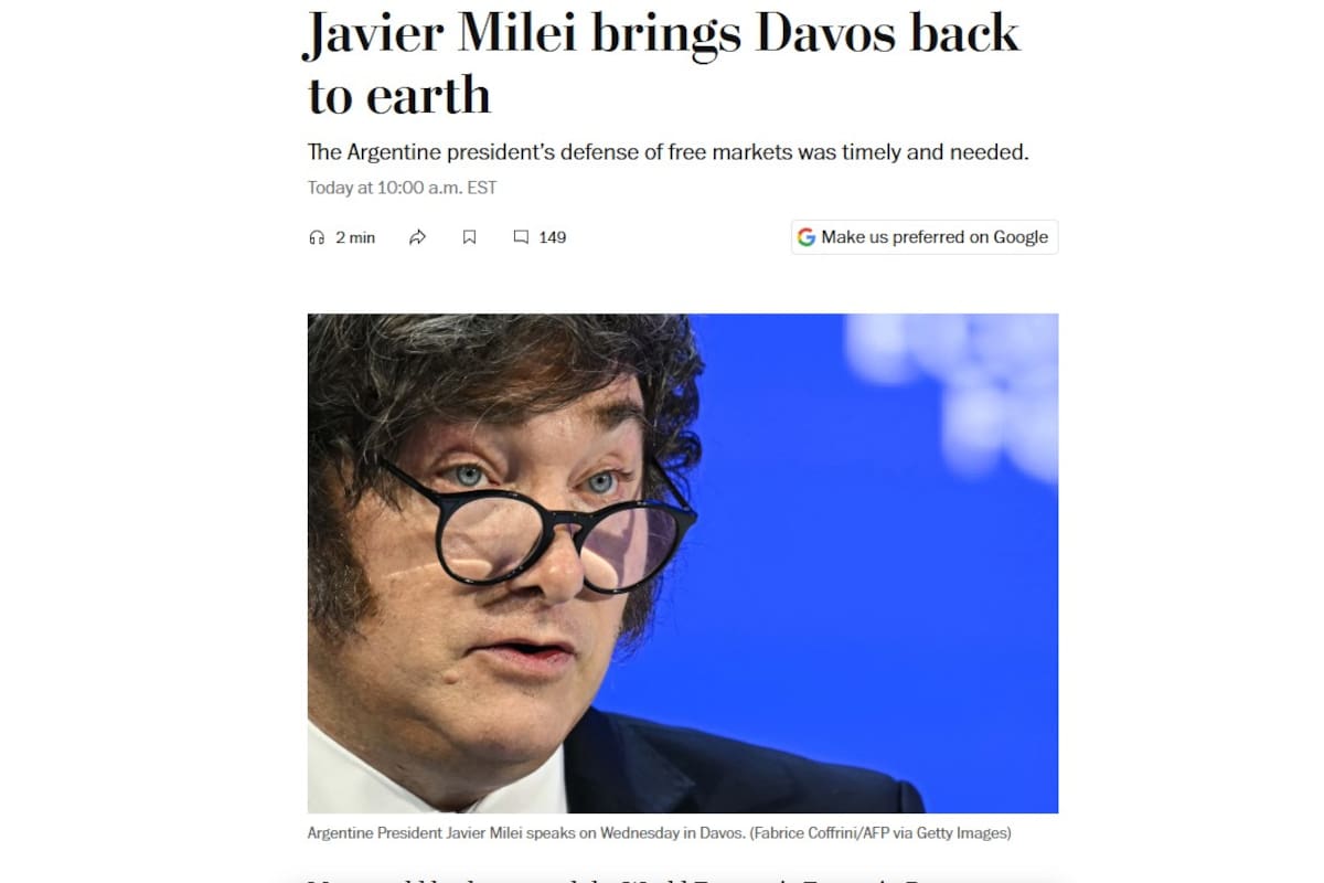 The Washington Post dedicó su editorial a Javier Milei.