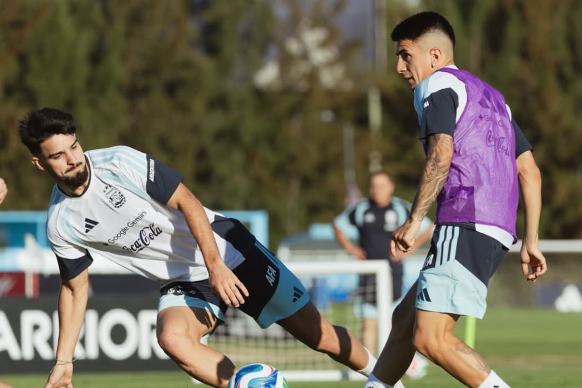 Thiago Almada, José López, selección argentina, práctica, entrenamiento
