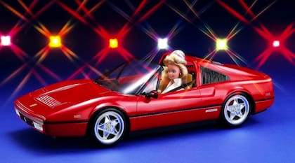 This Barbie drives a Ferrari 328 GTS.
