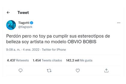 Tiago PZK se cansó de los haters y les dedicó un picante tuit