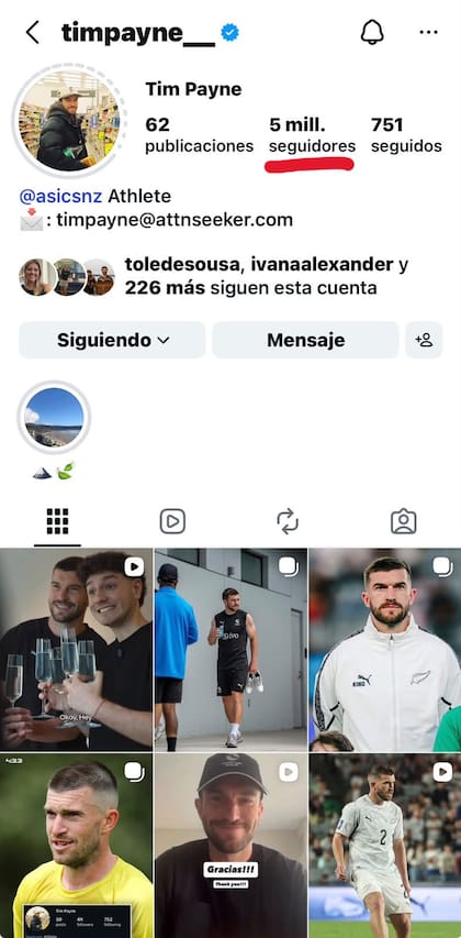 Tim Payne alcanzó los 5 millones de seguidores en Instagram