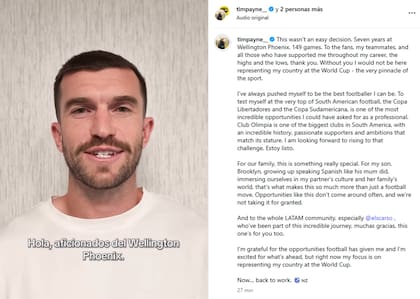 Tim Payne se despidió de su equipo en Nueva Zelanda y confirmó su llegada a Olimpia
